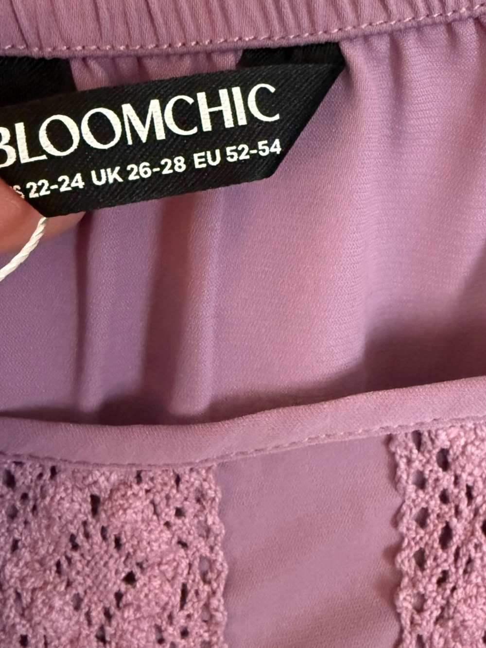 BloomChic Lavender Tiered Midi Dress with Lace Panel Flutter Sleeve - Picture 5 of 9